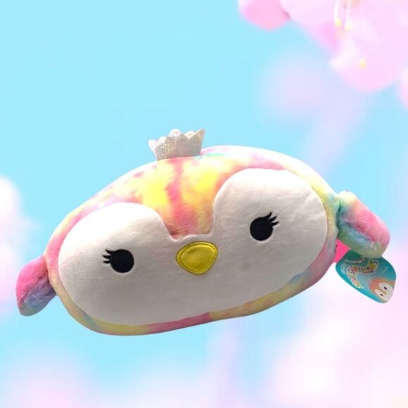 SquishMallows Stackable Louisa The Penguin Plush Tie Dye Rainbow Pastel 14” - Picture 1 of 7